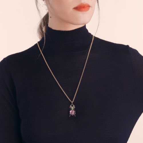 Amethyst Beetle Charm Pendant